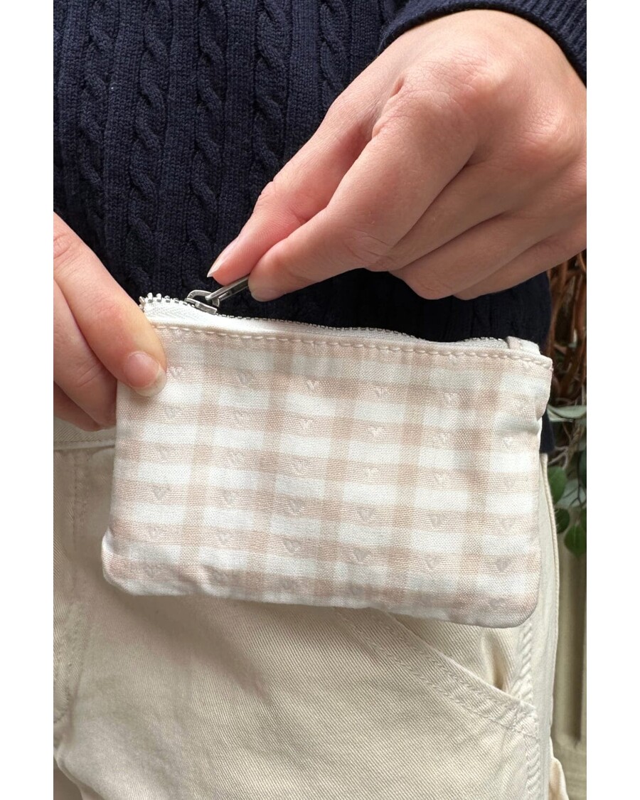 Brandy Melville Heart Plaid Coin Purse