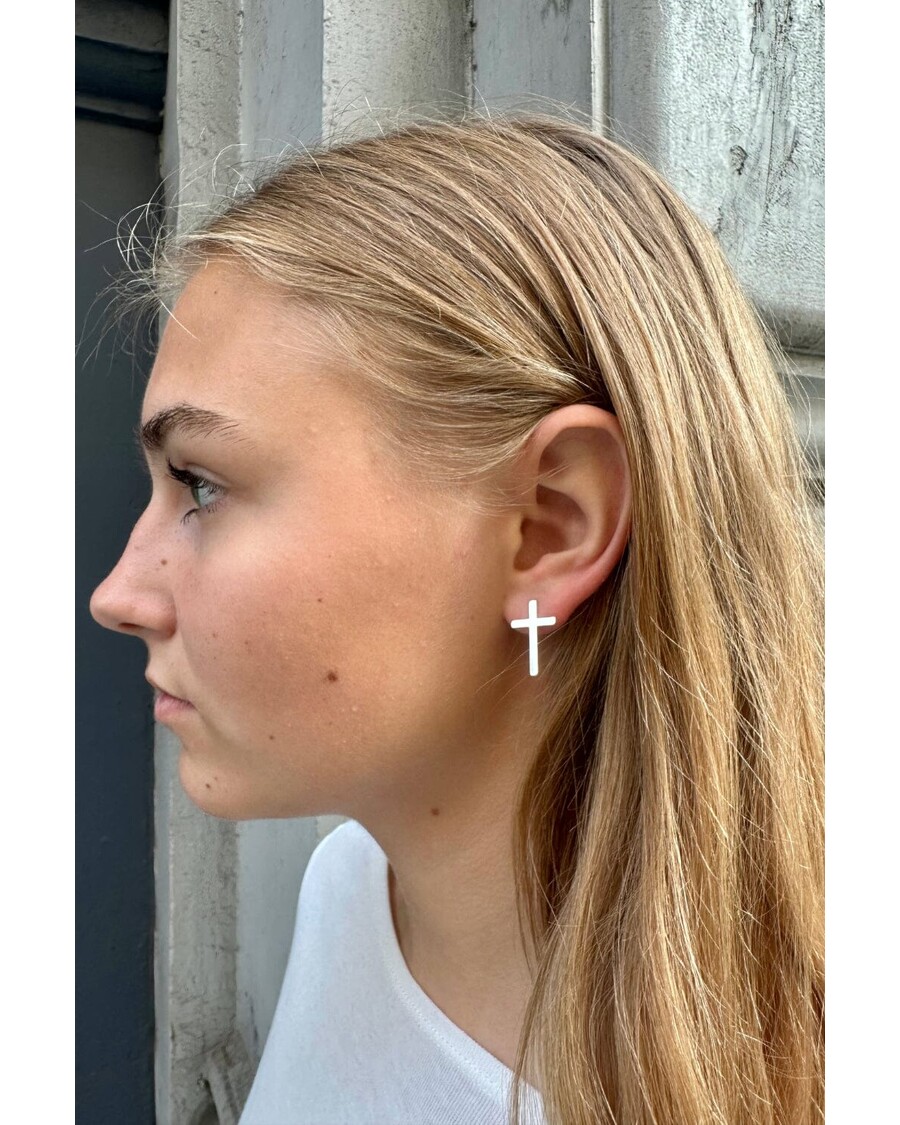 Brandy Melville Silver Cross Earrings