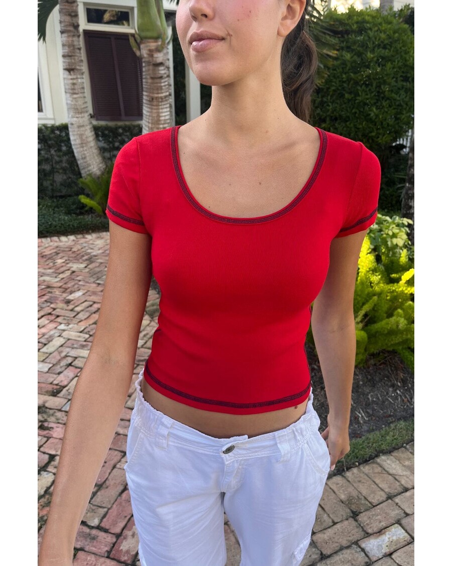 Brandy Melville Zelly Contrast Stitch Top