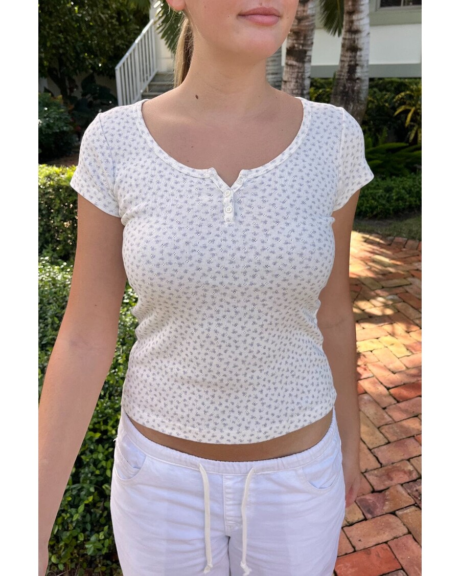 Brandy Melville Zelly Floral Eyelet Top